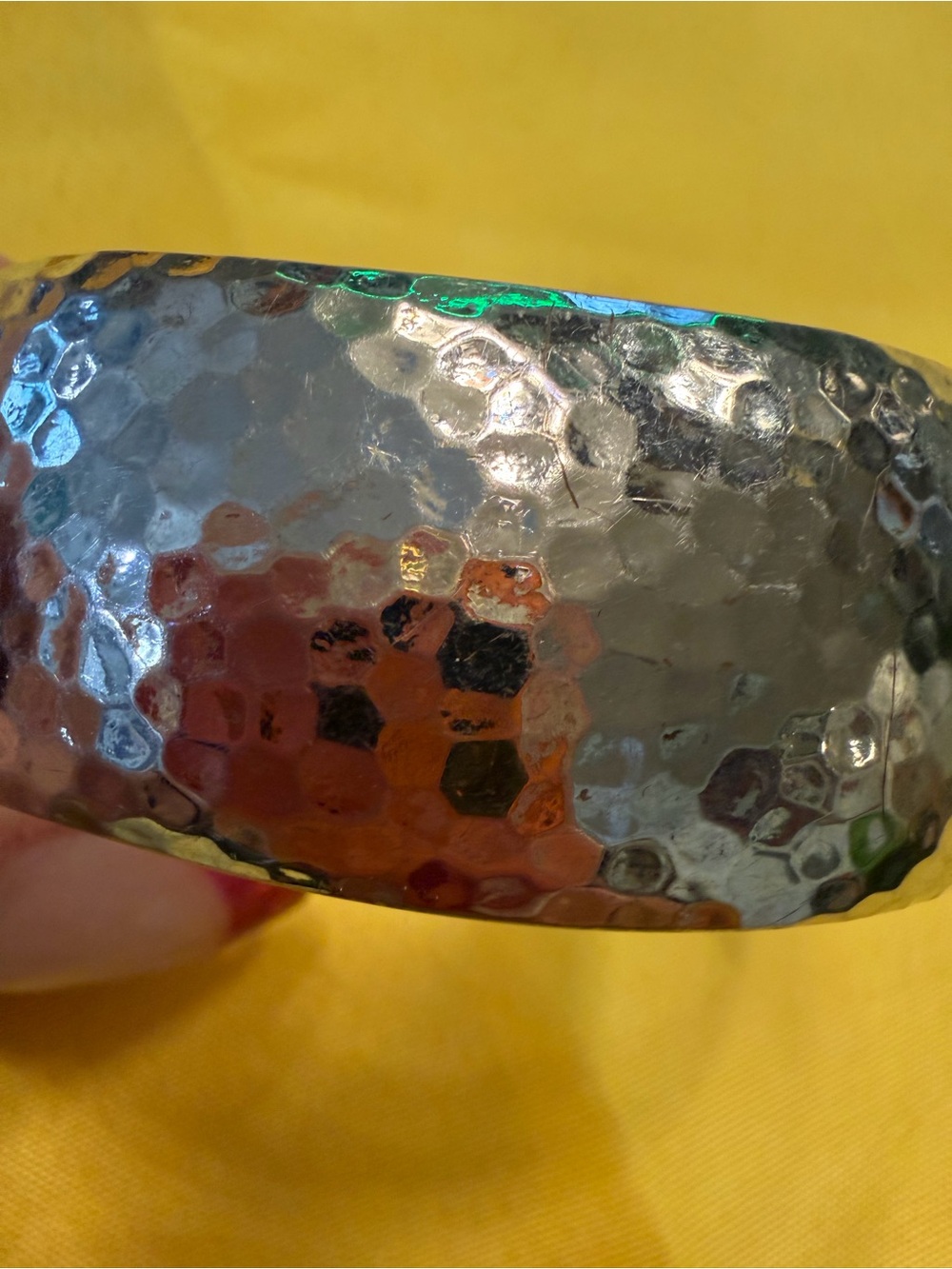 Park Lane Silver Hammered Wide Hinged Bracelet